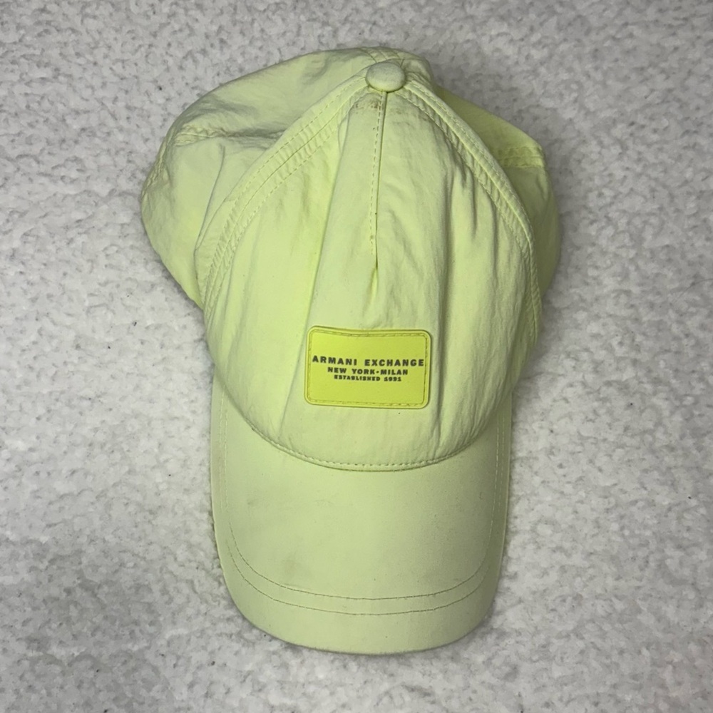 Armani Exchange Men Lime Green Logo Plaque Baseball Cap